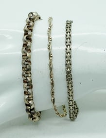(3) CHAIN BRACELETS, STERLING