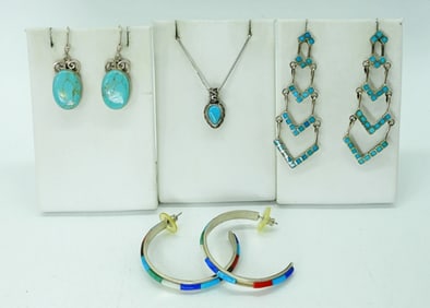 TURQUOISE 925 EARRINGS & NECKLACE