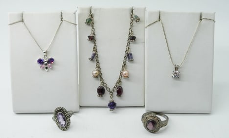 AMETHYST GEMSTONE JEWELRY LOT 925