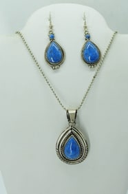 LAPIS LAZULI 925 NECKLACE EARRING SET