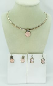 VINTAGE PINK GEMSTONE STERLING SET