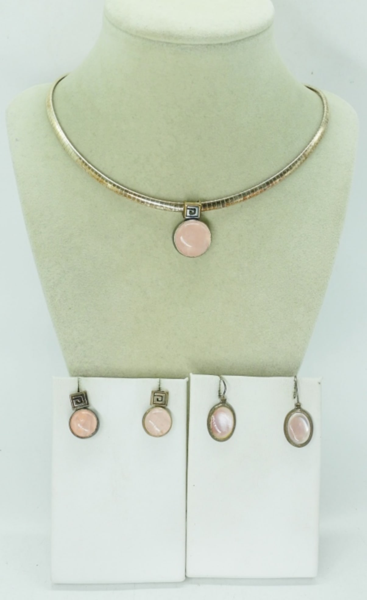 VINTAGE PINK GEMSTONE STERLING SET (1 of 1)