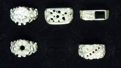 (5) STERLING RING SETTINGS