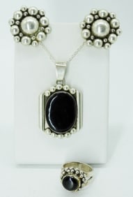 STERLING BLACK ONYX "MEXICO" SET