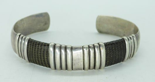 LEATHER & STERLING CUFF BRACELET