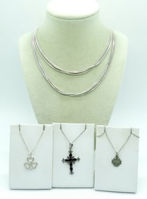 (4) STERLING GEMSTONE NECKLACES