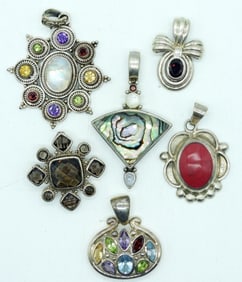 VTG STERLING PENDANTS - GEMSTONES
