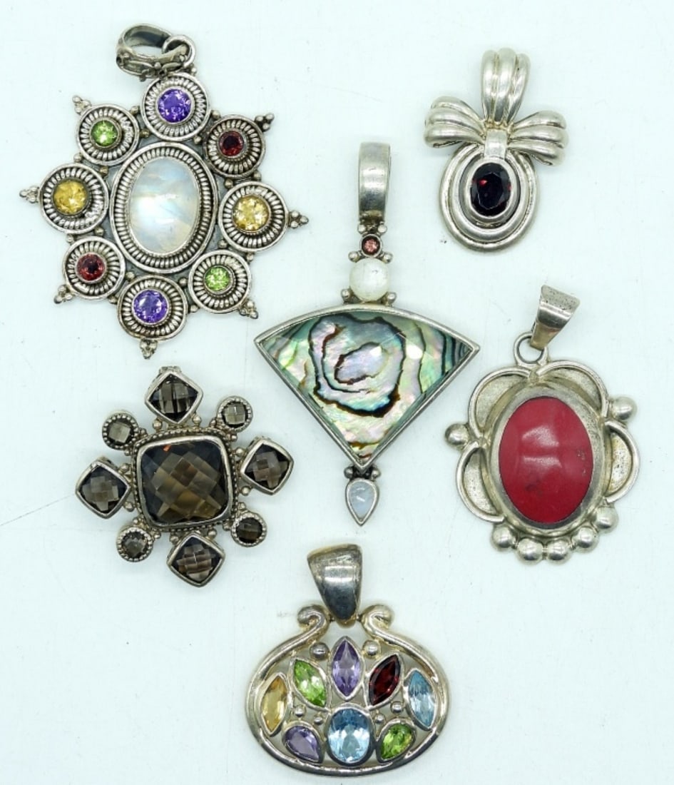 VTG STERLING PENDANTS - GEMSTONES (1 of 1)