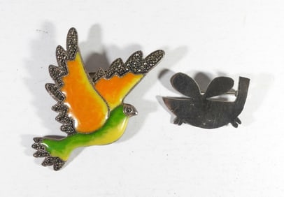 (2) STERLING SILVER BROOCH PINS