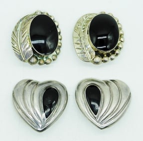 (2) CLIP ON VTG MEXICO 925 EARRINGS