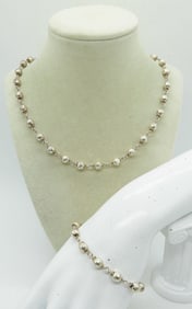 925 BEADED NECKLACE BRACELET SET