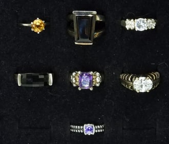 (7) STERLING FASHION RINGS