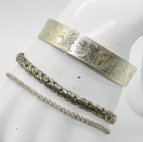 (3) STERLING FASHION BRACELETS