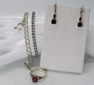 GARNETS & STERLING SET & MORE