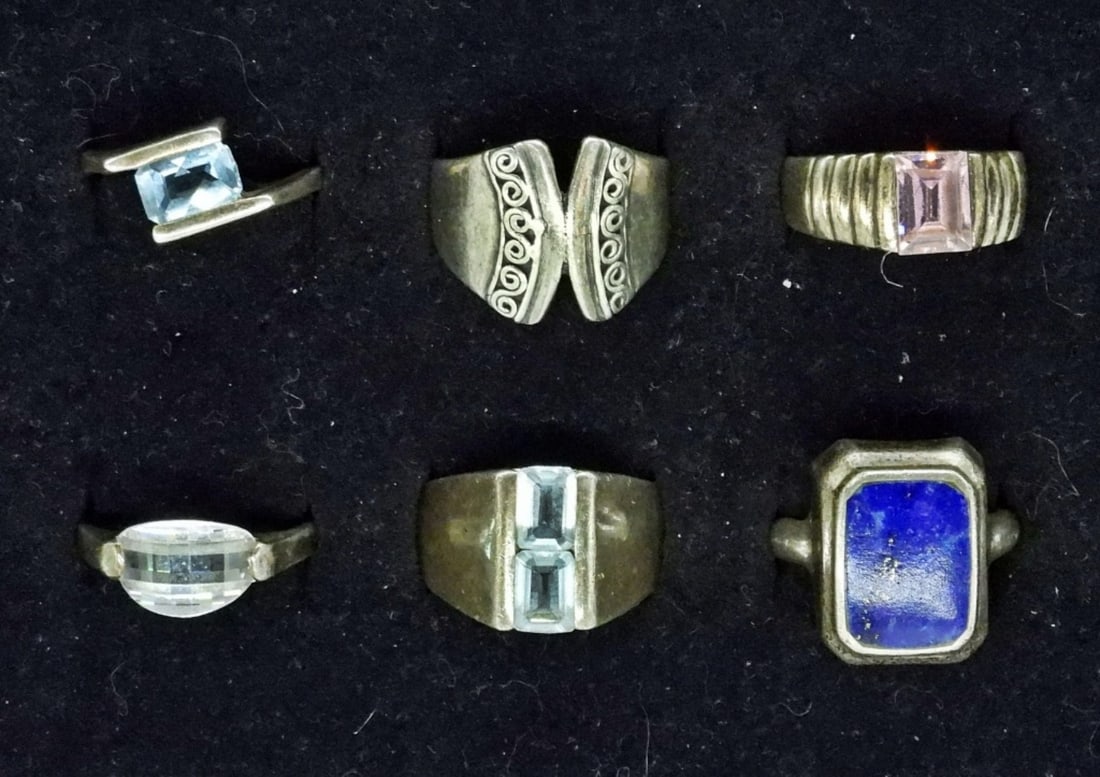 (6) STERLING GEMSTONE RINGS (1 of 1)