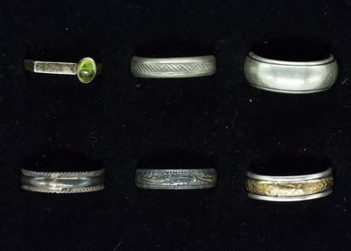 (6) STERLING RINGS - BANDS