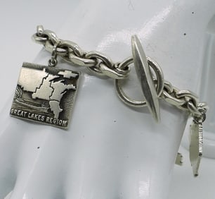 HEAVY VTG 1960's CHARM BRACELET 925