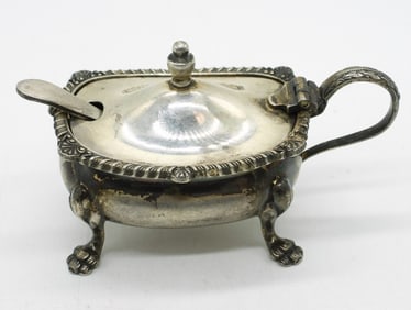 VTG STERLING SALT CELLAR WITH SPOON