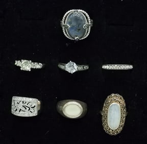 (7) MISC LADIES 925 FASHION RINGS