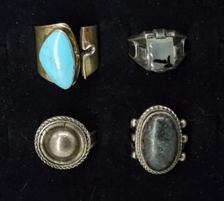 (4) STERLING GEMSTONE RINGS