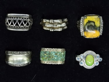 (6) STERLING LADIES RINGS