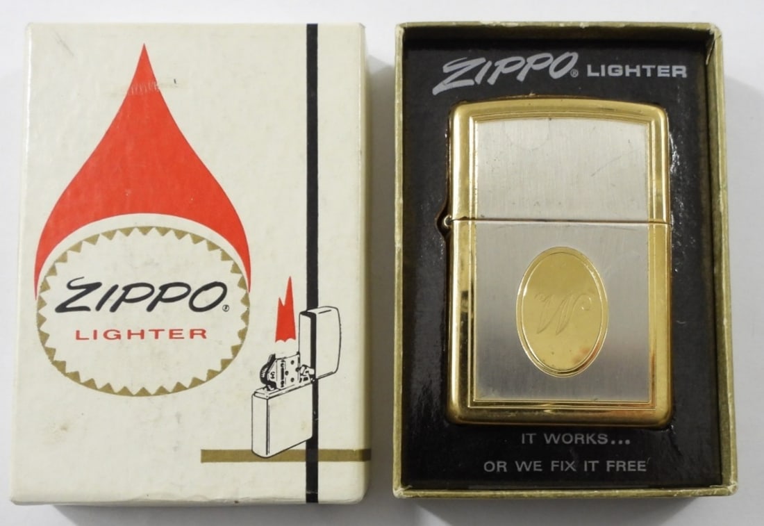 1996 UNFIRED TWO-TONE CAMEO ZIPPO: 1996 UNFIRED TWO-TONE CAMEO ZIPPO, IN BOX (not original box)
