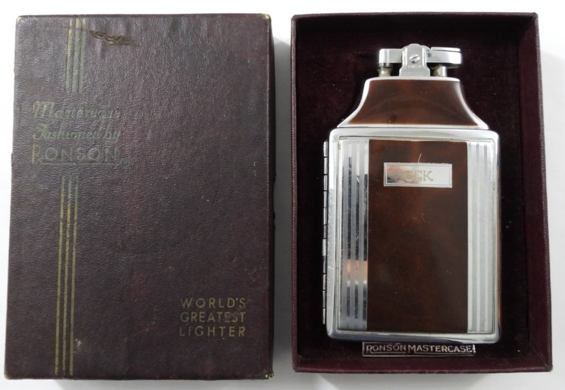 RONSON MASTERCRAFT LIGHTER/CASE COMBO (1 of 3)