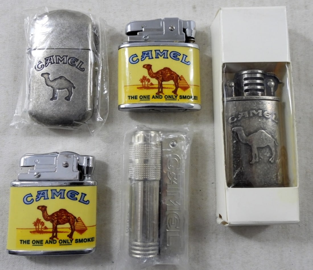 (5) ASSORTED CAMEL LIGHTER LOT: (5) ASSORTED CAMEL LIGHTER LOT, ALL DIFFERENT STYLES AND COLORS
