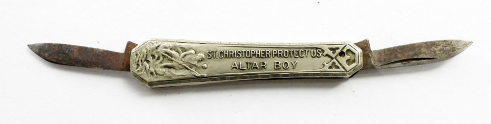 VTG ST CHRISTOPHER FOLDING 2 BLADE KNIFE (1 of 3)