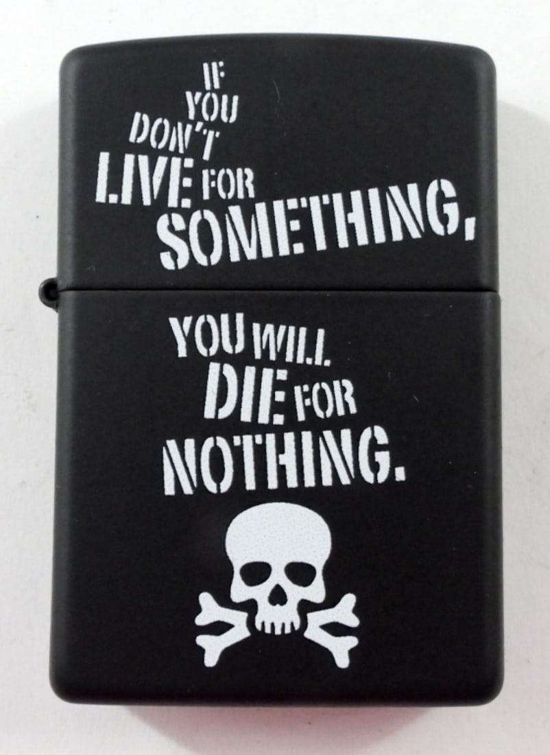 2018 UNFIRED LIVE FOR SOMETHING ZIPPO: 2018 UNFIRED LIVE FOR SOMETHING BLACK MATTE ZIPPO
