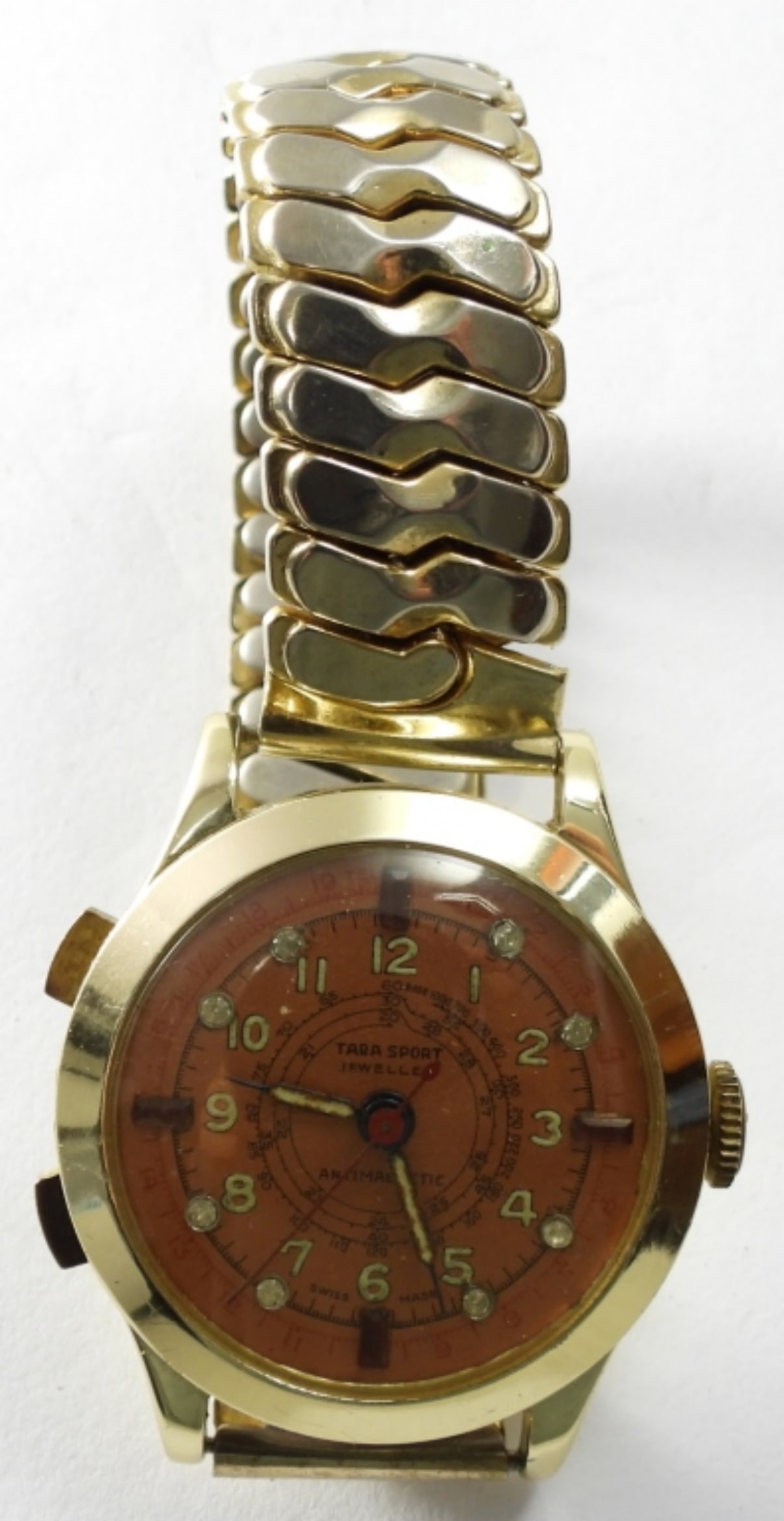 SWISS TARA SPORT TELEMETRE WATCH: RARE FIND - with JEWELS - NEEDS REPAIR - NOT RUNNING