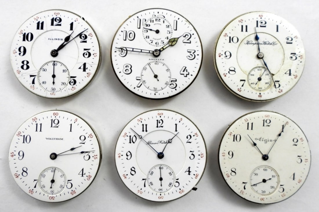 (6) POCKET WATCH MOVEMENTS SIZES 16-18 (1 of 2)