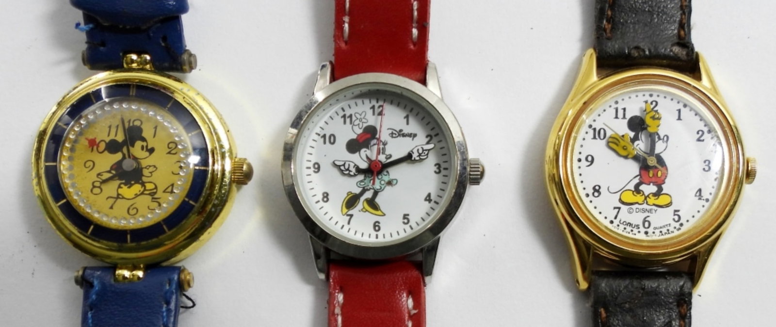 (3) DISNEY WATCHES, MICKEY ORBIT,: LORUS MICKEY & ACCUTIME MINNIE - UNTESTED needs REPAIR