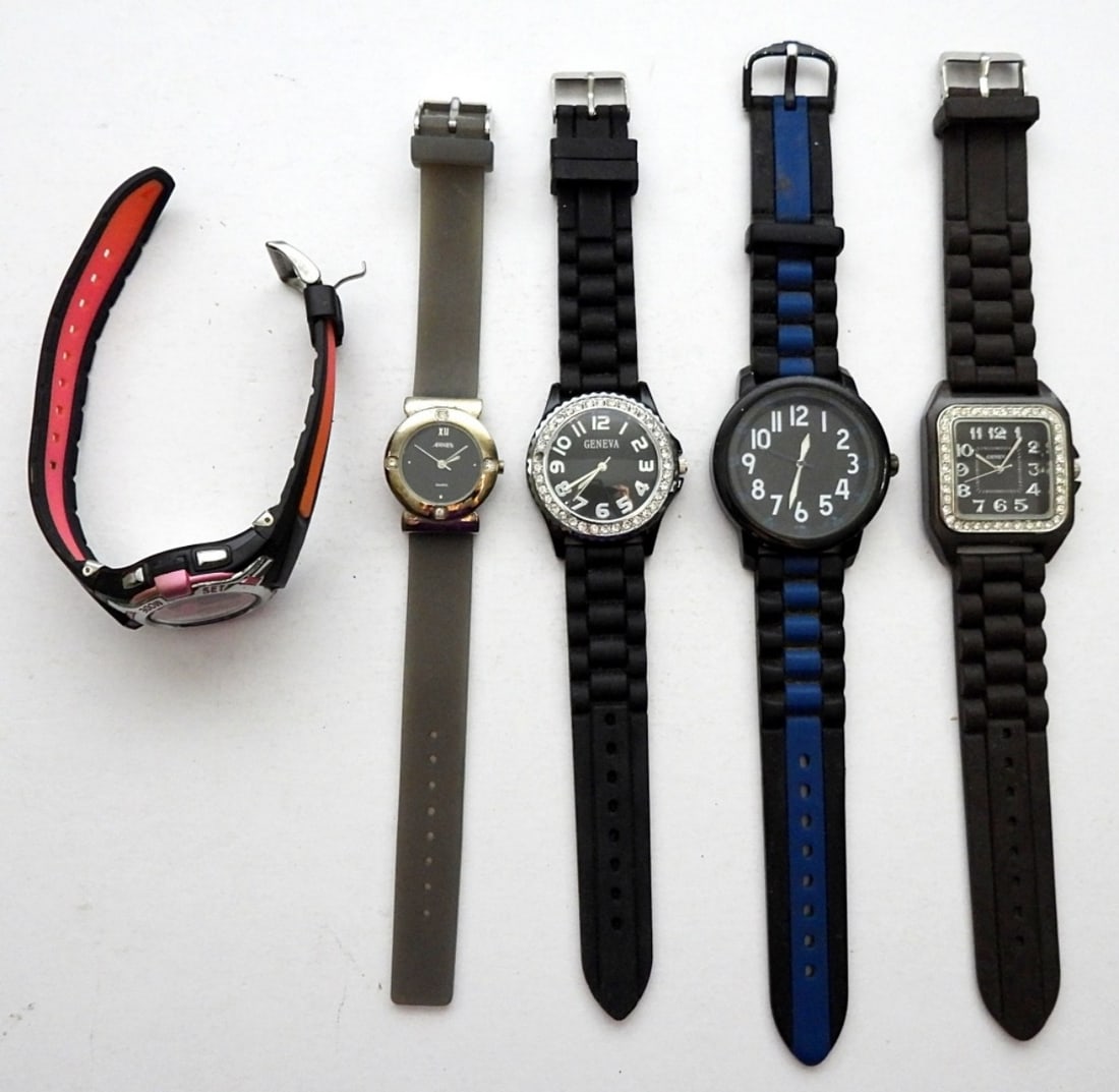 (5) LADIES WATCHES - GENEVA & MORE: ARMITRON, GENEVA & MORE - SILICONE WATCH BANDS