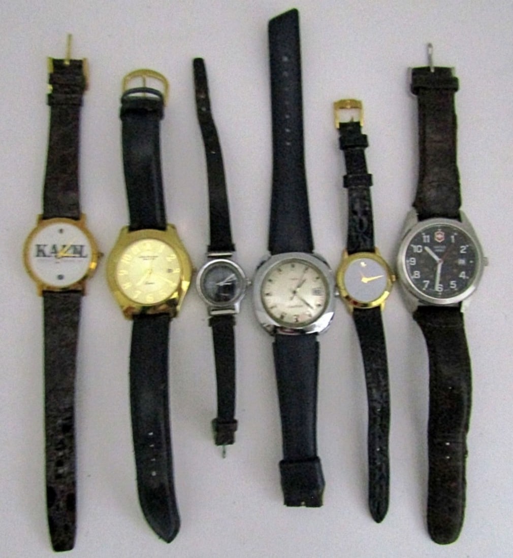 (6) BAND STYLE WATCHES - MOVADO: JULES JURGENSEN, SWISS ARMY, TIMEX & MORE - UNTESTED