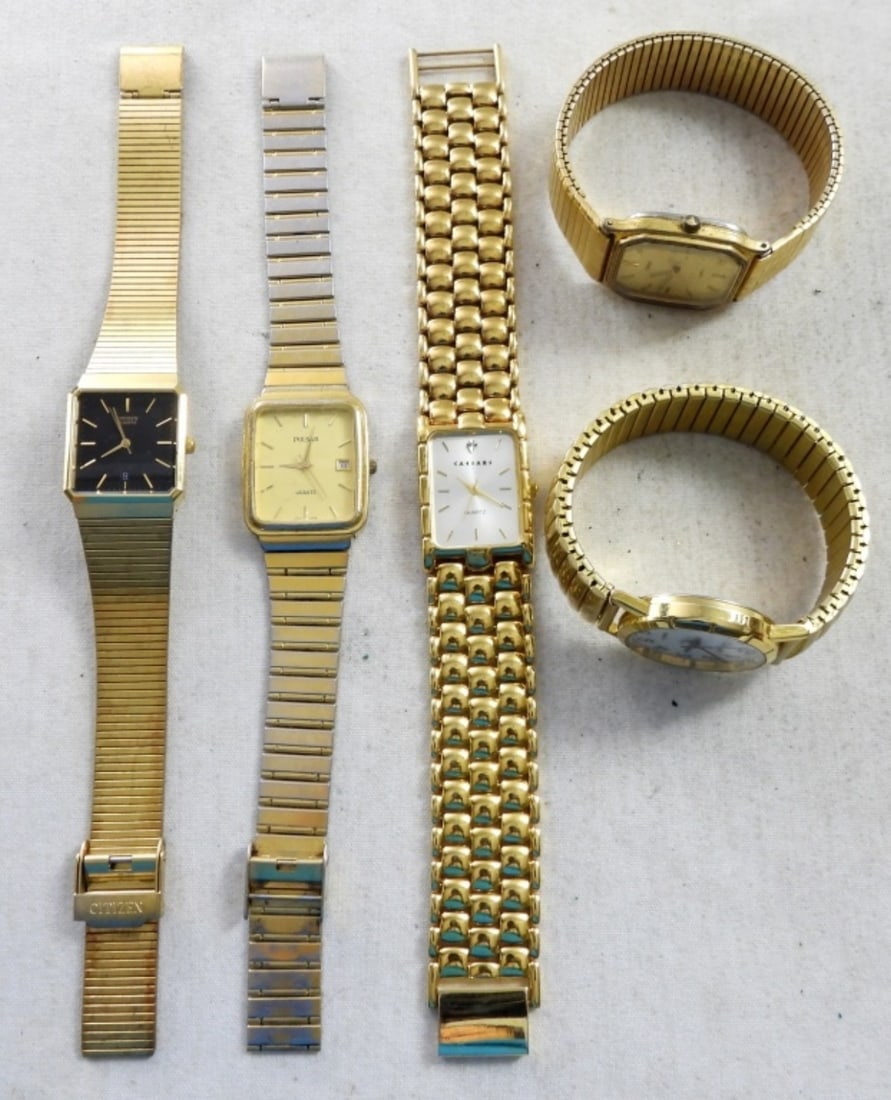 (5) GOLD TONE MEN'S DRESS WATCHES (1 of 3)