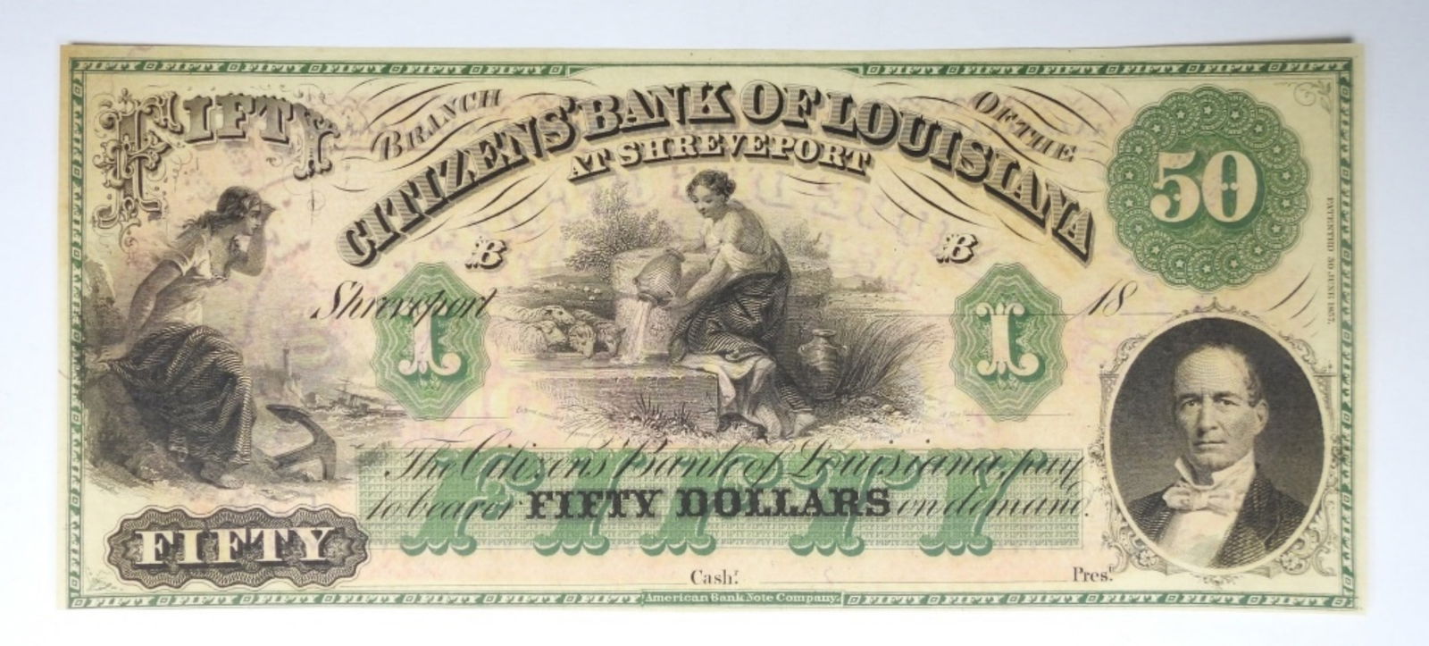 CITIZENS BANK OF LOUISIANA $50 OBSOLETE NOTE (1 of 2)