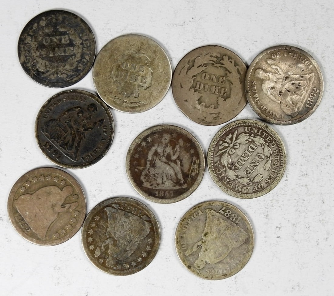 (10) CULL SEATED DIME LOT (1 of 2)