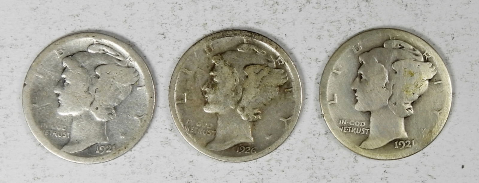 1921, 1921-D, 1926-S MERCURY DIME LOT (1 of 2)
