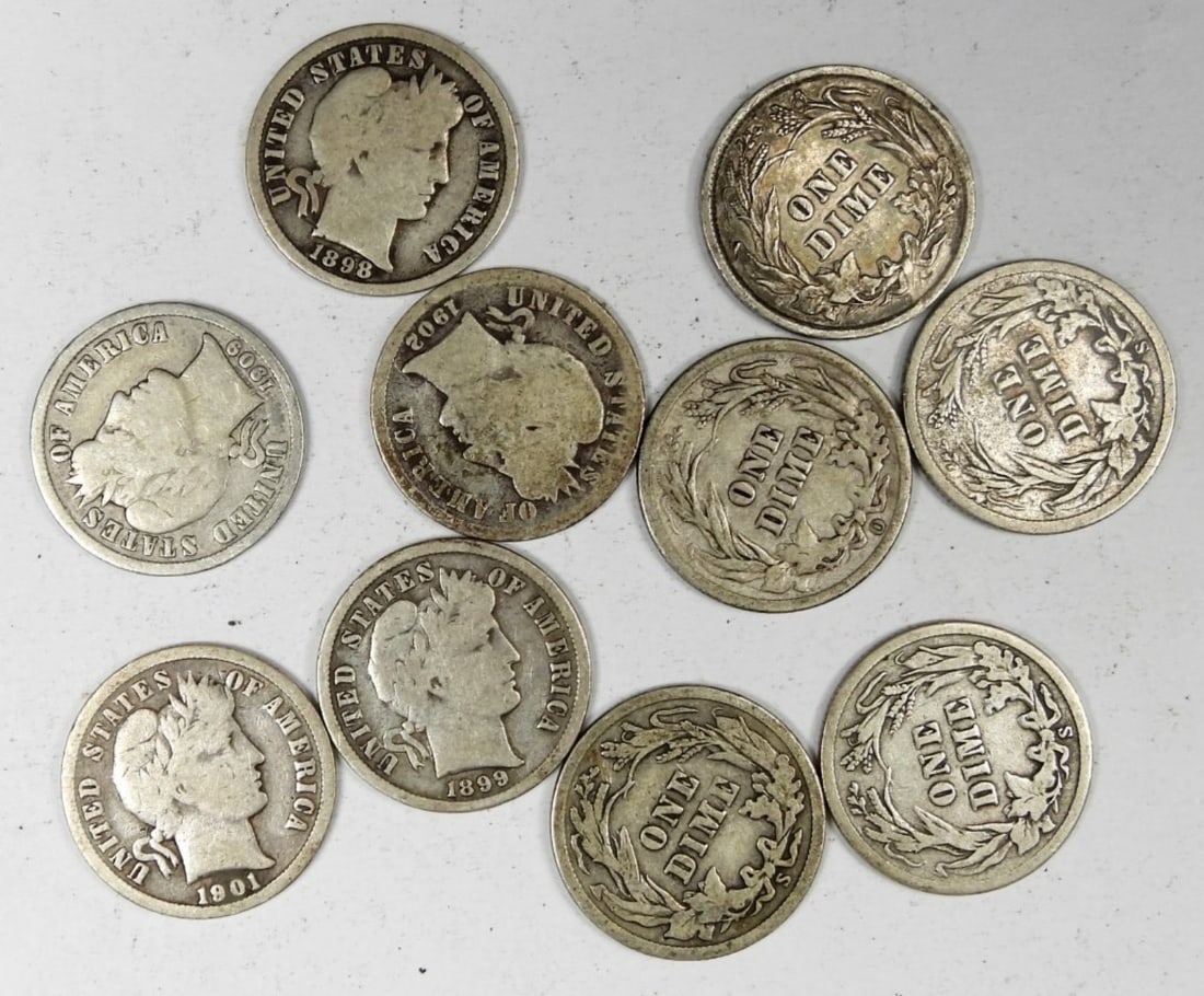 (10) BETTER DATE BARBER DIMES (1 of 2)