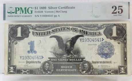 $1 1899 BLACK EAGLE SILVER CERT PMG 25