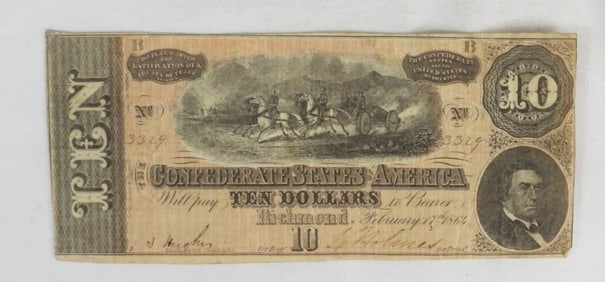 1864 $10 THE CONFEDERATE STATES OF AMERICA