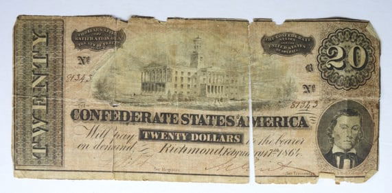 1864 $20 CONFEDERATE STATES OF AMERICA