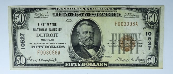 1929 $50 NATIONAL CURRENCY, DETROIT MI