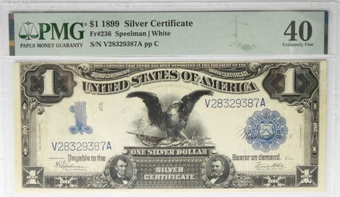 1899 $1 BLACK EAGLE SILVER CERT PMG 40