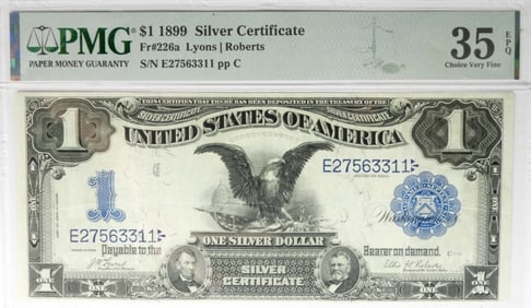 1899 $1  BLACK EAGLE SILVER CERT PMG 35