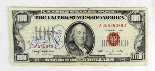 1966 $100 RED SEAL US NOTE,CIRCULATED