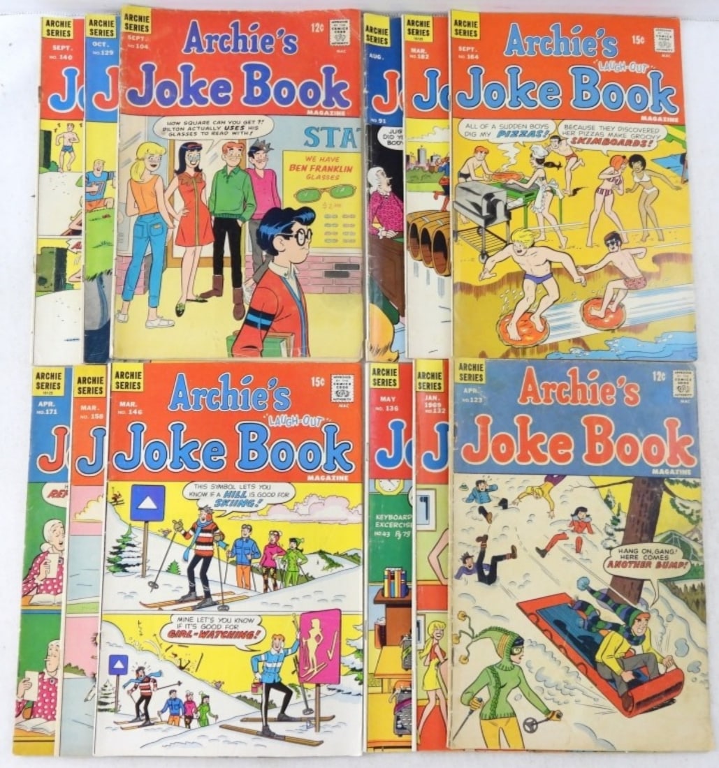 (12) ARCHIE JOKE BOOKS - 12c & 15c: ALL DIFFERENT - NICE OVERALL CONDITION