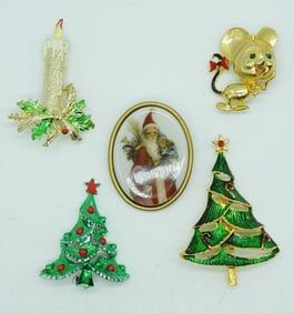 (5) VTG HOLIDAY BROOCHES