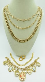 GOLD TONE CHAINS, BRACELETS, LOCKETS